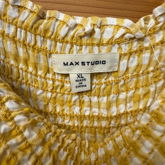 Mustard & Cream Gingham Ruffle Sleeves Maxi Dress - Picture 4 of 5